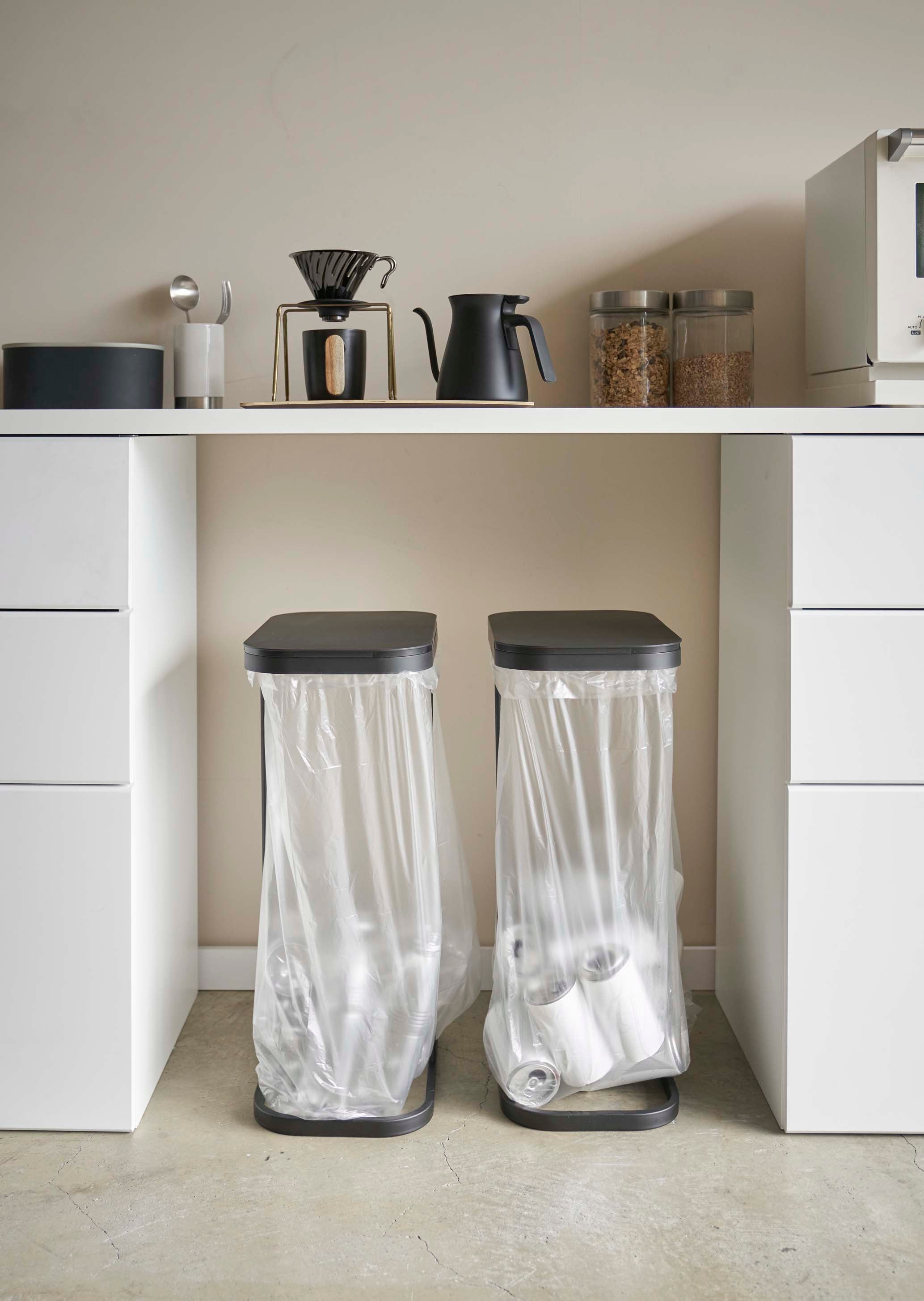 【LUCE】横開き分別ゴミ袋ホルダー ふた付き45L