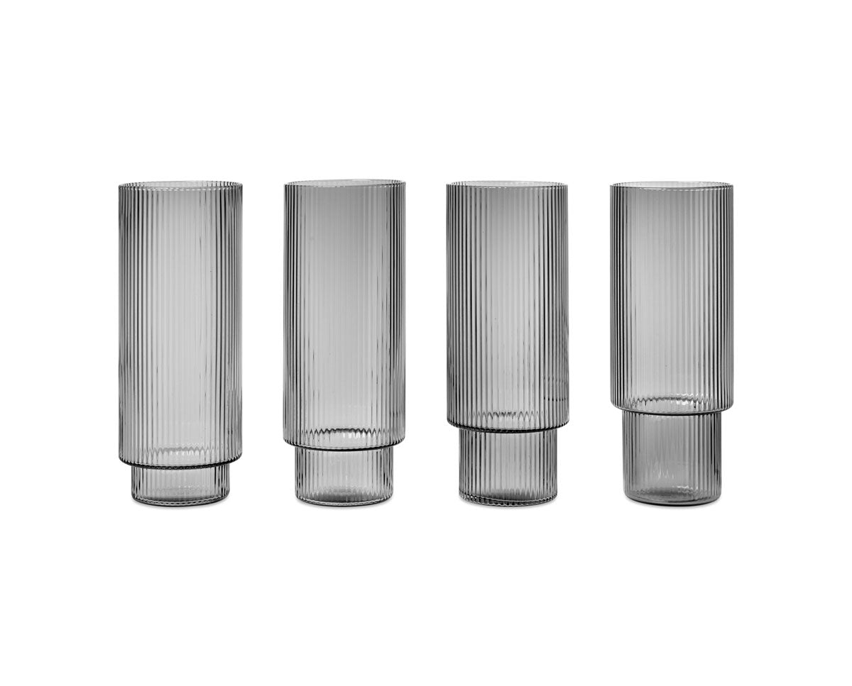 【fermliving】Ripple Long Drink Glasses - Set of 4/リップルロングドリンクグラス