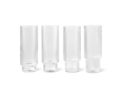 【fermliving】Ripple Long Drink Glasses - Set of 4/リップルロングドリンクグラス